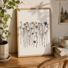 Dried Flowers botanische poster A4/A5 – kleurrijke droogbloemen (geel, paars, blauw) | wanddecoratie