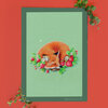Foxy strawberries, vos illustratie, art print, 14,8x21 cm(5,8x8,2 inch)
