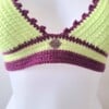 Gehaakt topje | Limegroen en aubergine paars