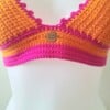 Gehaakt topje | Oranje en knalroze