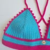 Gehaakt topje | Turquoise en knalroze