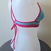 Gehaakt topje | Turquoise en knalroze