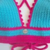 Gehaakt topje | Turquoise en knalroze