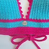 Gehaakt topje | Turquoise en knalroze