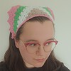 Gehaakte bandana | Beige, wit, groen en roze
