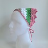 Gehaakte bandana | Beige, wit, groen en roze