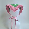 Gehaakte bandana | Beige, wit, groen en roze