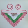 Gehaakte bandana | Beige, wit, groen en roze
