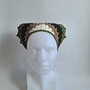Gehaakte bandana | Crème, lichtbruin, zwart en donkergroen