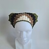 Gehaakte bandana | Crème, lichtbruin, zwart en donkergroen