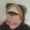 Gehaakte bandana | Crème, lichtbruin, zwart en donkergroen