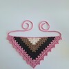 Gehaakte bandana | Crème, lichtbruin, zwart en roze