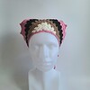 Gehaakte bandana | Crème, lichtbruin, zwart en roze