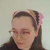 Gehaakte bandana | Crème, lichtbruin, zwart en roze