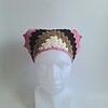 Gehaakte bandana | Crème, lichtbruin, zwart en roze