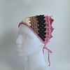 Gehaakte bandana | Crème, lichtbruin, zwart en roze