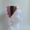Gehaakte bandana | Crème, lichtbruin, zwart en roze