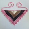 Gehaakte bandana | Crème, lichtbruin, zwart en roze
