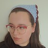 Gehaakte bandana | Lichtblauw en wijnrood