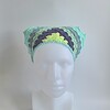 Gehaakte bandana | Limegroen, donkerpaars, eucalyptus, grijsblauw en mintgroen
