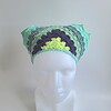Gehaakte bandana | Limegroen, donkerpaars, eucalyptus, grijsblauw en mintgroen