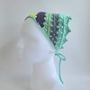 Gehaakte bandana | Limegroen, donkerpaars, eucalyptus, grijsblauw en mintgroen