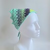 Gehaakte bandana | Limegroen, donkerpaars, eucalyptus, grijsblauw en mintgroen