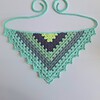 Gehaakte bandana | Limegroen, donkerpaars, eucalyptus, grijsblauw en mintgroen