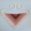 Gehaakte bandana | Rood, wijnrood, okergeel, roze en crème