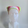 Gehaakte bandana | Wit, lichtroze, knalroze en limegroen