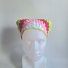 Gehaakte bandana | Wit, lichtroze, knalroze en limegroen