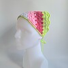 Gehaakte bandana | Wit, lichtroze, knalroze en limegroen