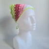 Gehaakte bandana | Wit, lichtroze, knalroze en limegroen