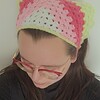 Gehaakte bandana | Wit, lichtroze, knalroze en limegroen