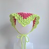 Gehaakte bandana | Wit, lichtroze, knalroze en limegroen