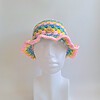Gehaakte bucket hat | Lichtroze, geel, eucalypstus, turquoise en lila
