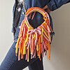 Gehaakte crossbody tas | Lichtroze, oranje en geel