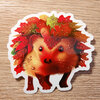 Herfst blad egel sticker, transparant, vaatwasserproof 9.5x9.4 cm
