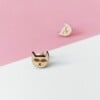 Houten oorbellen met kattenkopjes - happy and grumpy