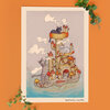 Katten, kattendecor cottagecore, kat muur print, kattenliefhebber | artprint katten kado | grappig | 21x14,8 cm (8,2x5,8 inch)