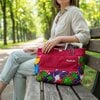 Projecttas – Handgemaakte breitas - haaktas rood met veel kleuren en ruimte