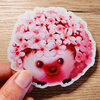 Sakura bloesem bloemen egel sticker, transparant, vaatwasser proof 9.5x8.8 cm