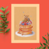 Wens kaart verjaardag A6 fluffy pancake beer