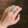 Blauwe faux steen ring (verstelbaar)