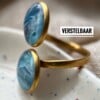 Blauwe faux steen ring (verstelbaar)