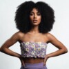 Chloris Lilac Whisper - Gehaakte puff flowers croptop - XS