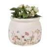 Clayre & Eef bloempot beige met bloemen – Ø12 cm
