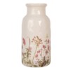 Clayre & Eef keramieken vaas beige met bloemenmotief Ø15x32 cm