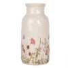 Clayre & Eef keramieken vaas beige met bloemenmotief Ø15x32 cm