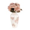 Clayre & Eef keramieken vaas beige met roze bloemen Ø17x30 cm